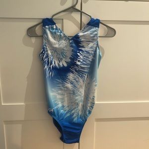 GK blue and white leotard, Adult M